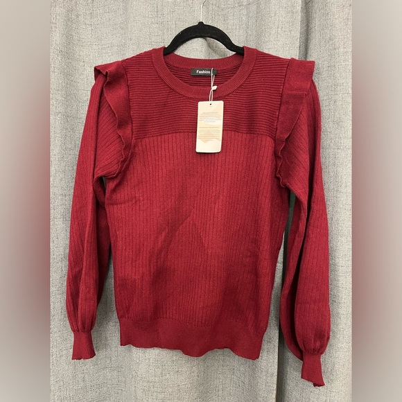 DEEP SELF Womens Long Sleeve Sweaters Ruffle - Picture 5 of 6